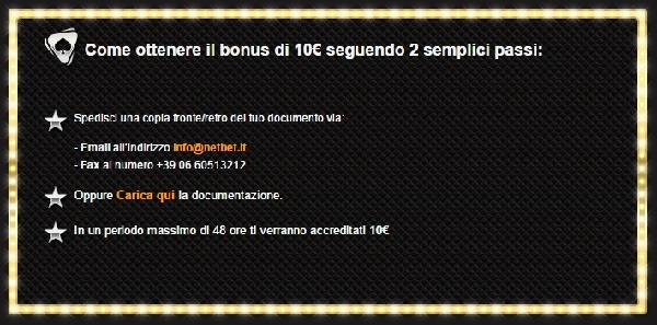 netbet bonus senza deposito