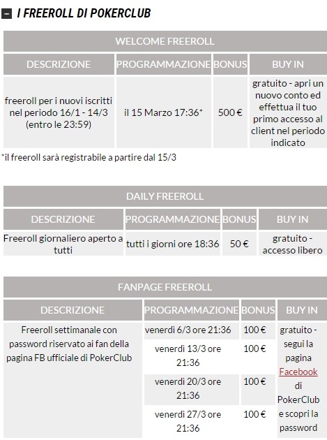 poker club freeroll