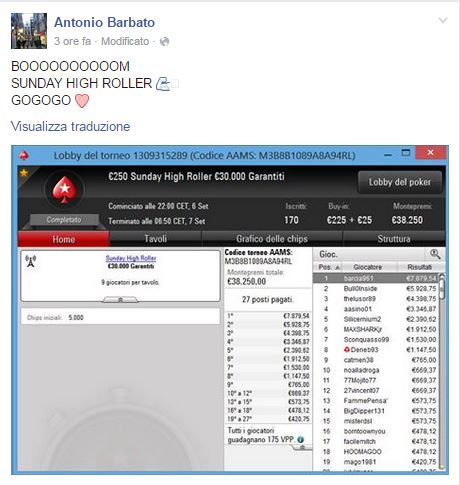 barbato status facebook sunday high roller