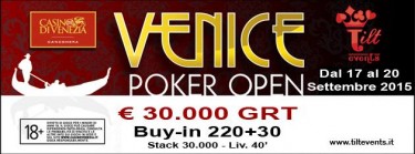 Venice Poker Open XVII! 250€ di buy-in e 30.000€ garantiti a Ca’ Noghera!