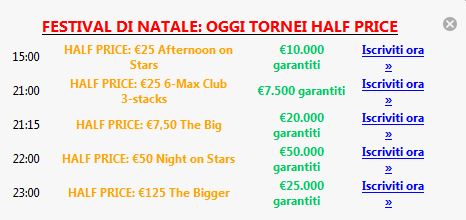 festival natale tornei half price