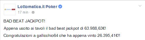 badbeatjackpot lottomatica.it poker