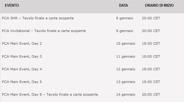 programma diretta streaming pca 2016