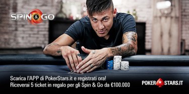 5 Ticket Spin&Go in regalo se ti registri su PokerStars: puoi vincere fino a 100.000€ senza depositare!