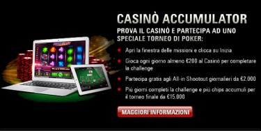 Casinò Accumulator su PokerStars: in palio 29.000€ in Freeroll di Texas Hold’Em!
