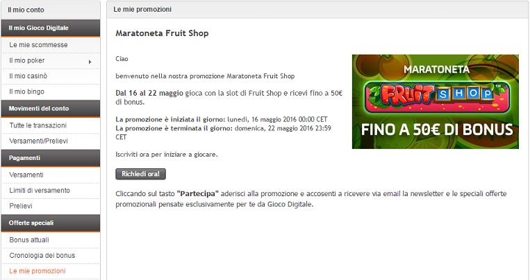maratoneta fruit shop promozioni
