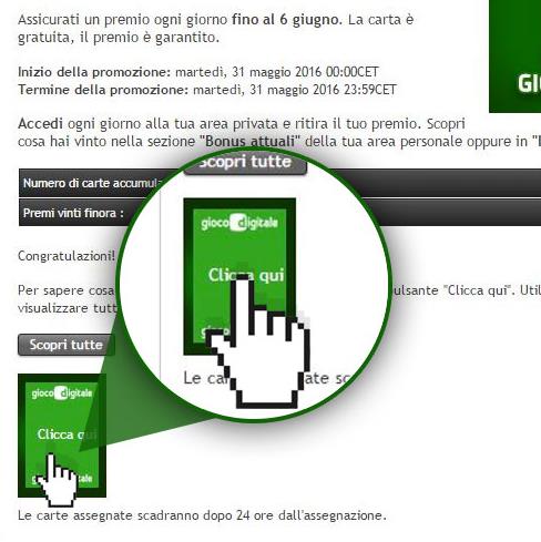 clicca e vinci gioco digitale carta giornaliera