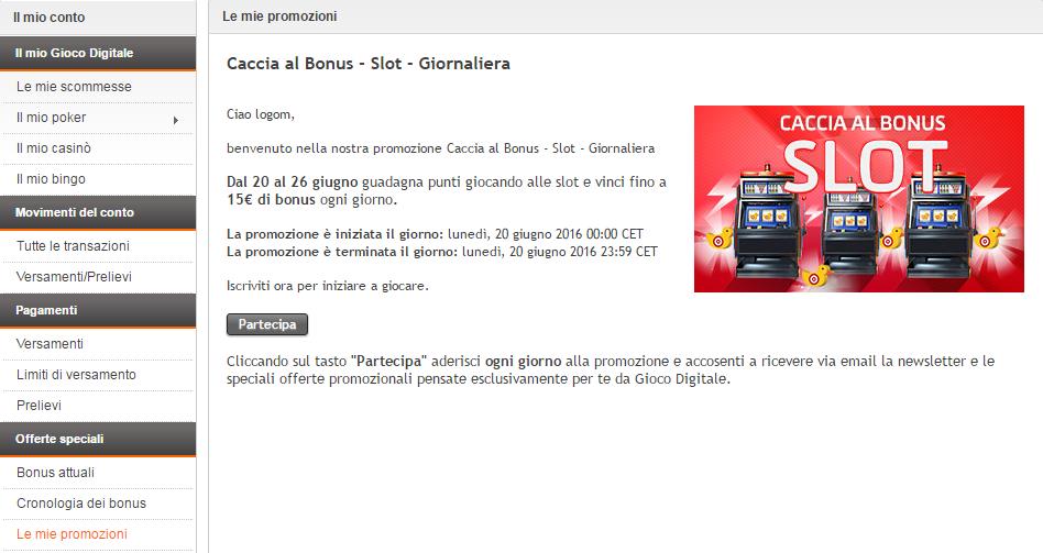 caccia al bonus slot gioco digitale