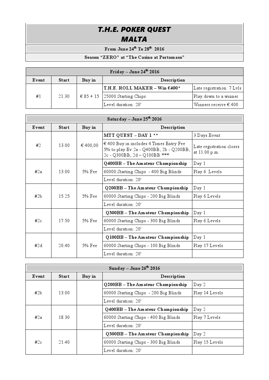 poker quest malta programma 0