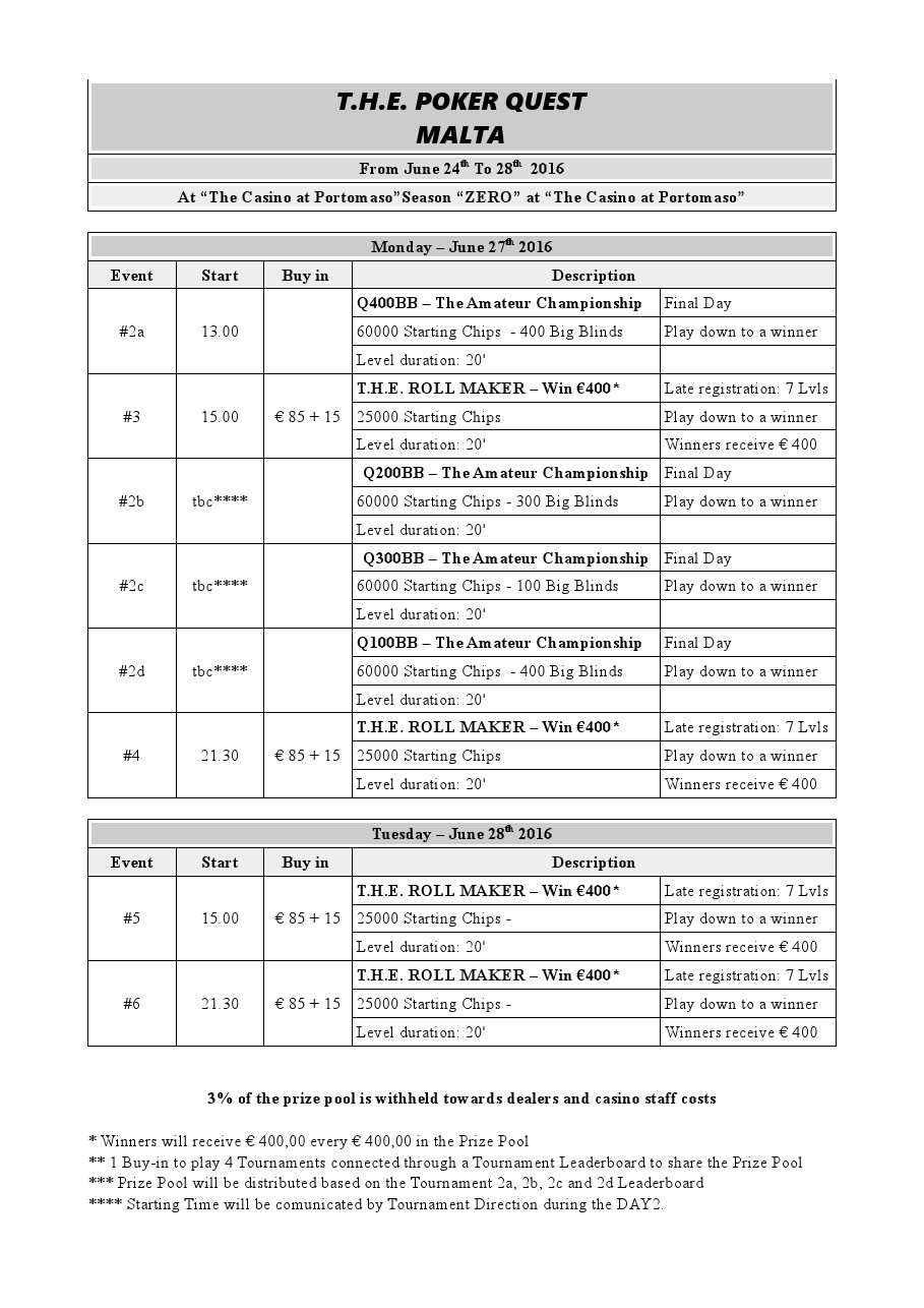 poker quest malta programma 1