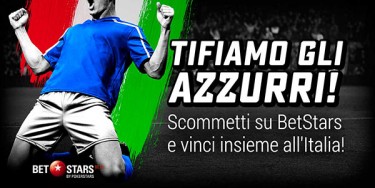 “Tifiamo Azzurri” su BetStars: ogni gol della nazionale agli Europei vale 2.000€ !