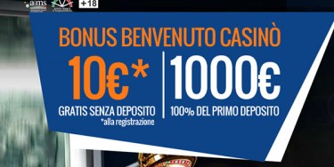 10€ IN REGALO senza bisogno di depositare per i nuovi iscritti al Casinò Snai!