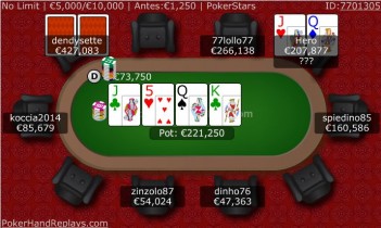 Punti di vista MTT – Doppia coppia sulla second barrel del chipleader 7 left al 30€ ‘The Hot’