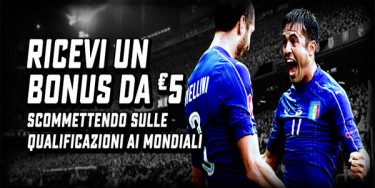 Su Betstars un bonus da 5€ per le partite della nazionali!