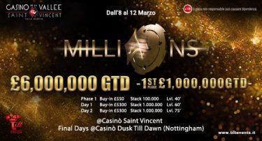 Il sogno del PartyPoker Millions prende forma a Saint Vincent: dall’8 al 12 marzo si gioca la fase italiana!