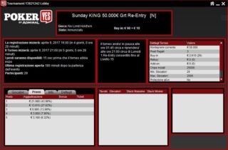Questa domenica su People’s Poker il Sunday King 50.000€ grt. con formula single re-entry!