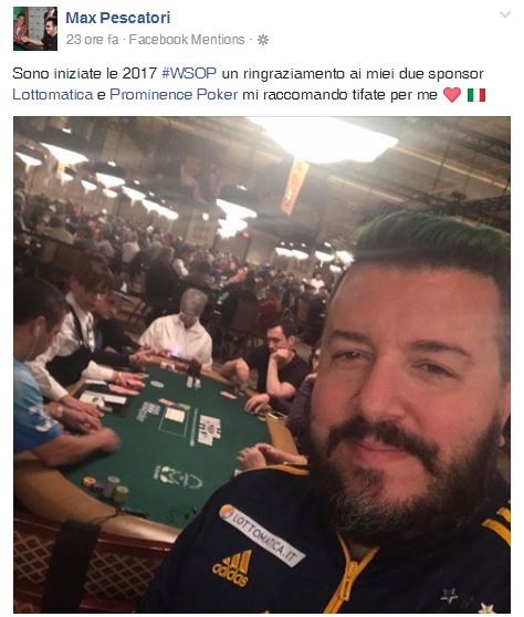 max pescatori status esordio wsop 2017