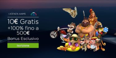 10€ IN REGALO e un bonus benvenuto fino a 500€ per i nuovi iscritti a Casinò.com Italy!