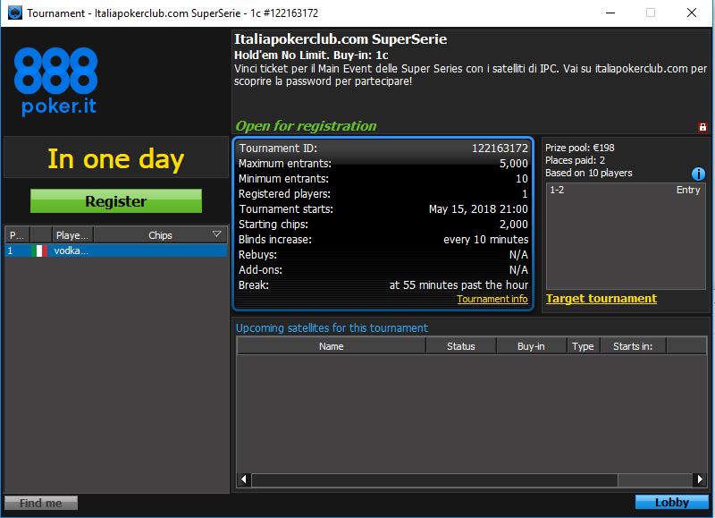 italiapokerclub super serie lobby