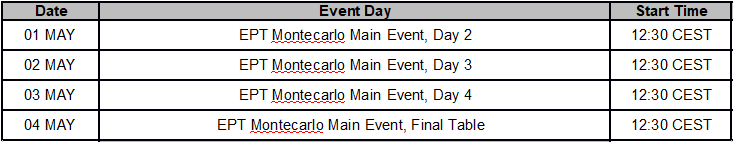 programma diretta streaming ept montecarlo