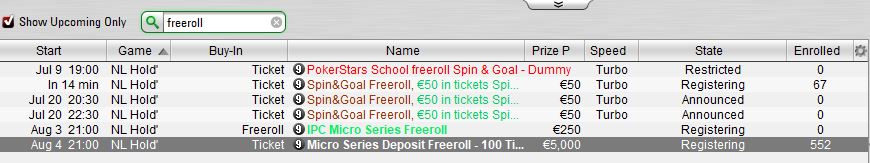 ipc micro series freeroll lobby