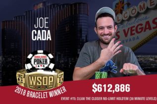 WSOP – Quarto braccialetto per Joe Cada che incassa 612.886$ nel The Closer! Palumbo chiude 48°