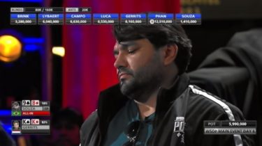 WSOP – Le follie del Main Event: il brasiliano Souza si gioca tutto nel Day 6 con 9-8 dopo una 4bet