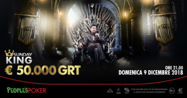 Questa domenica su People’s Poker torna il Sunday King 50.000€ grt!