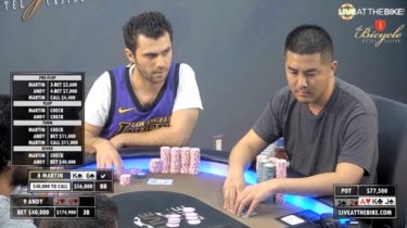 Spettacolo al Bike! Il killer Andy fa foldare la mano migliore al malcapitato Martin Tamero