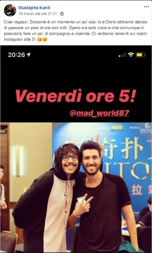 mustapha kanit diretta instagram dario sammartino