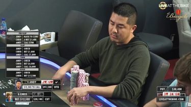 Bluff contro bluff al Bike? Chris esagera con le puntate, Andy sorprende tutti al river