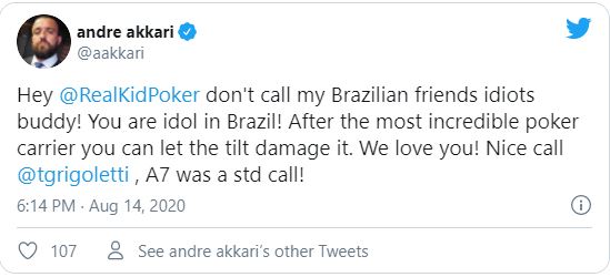 tweet akkari negreanu contro i giocatori brasiliani