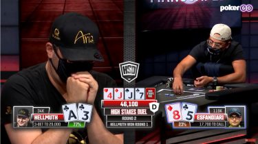 Una mano selvaggia tra Phil Hellmuth e Antonio Esfandiari