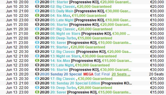 programma tornei 20 20 pokerstars