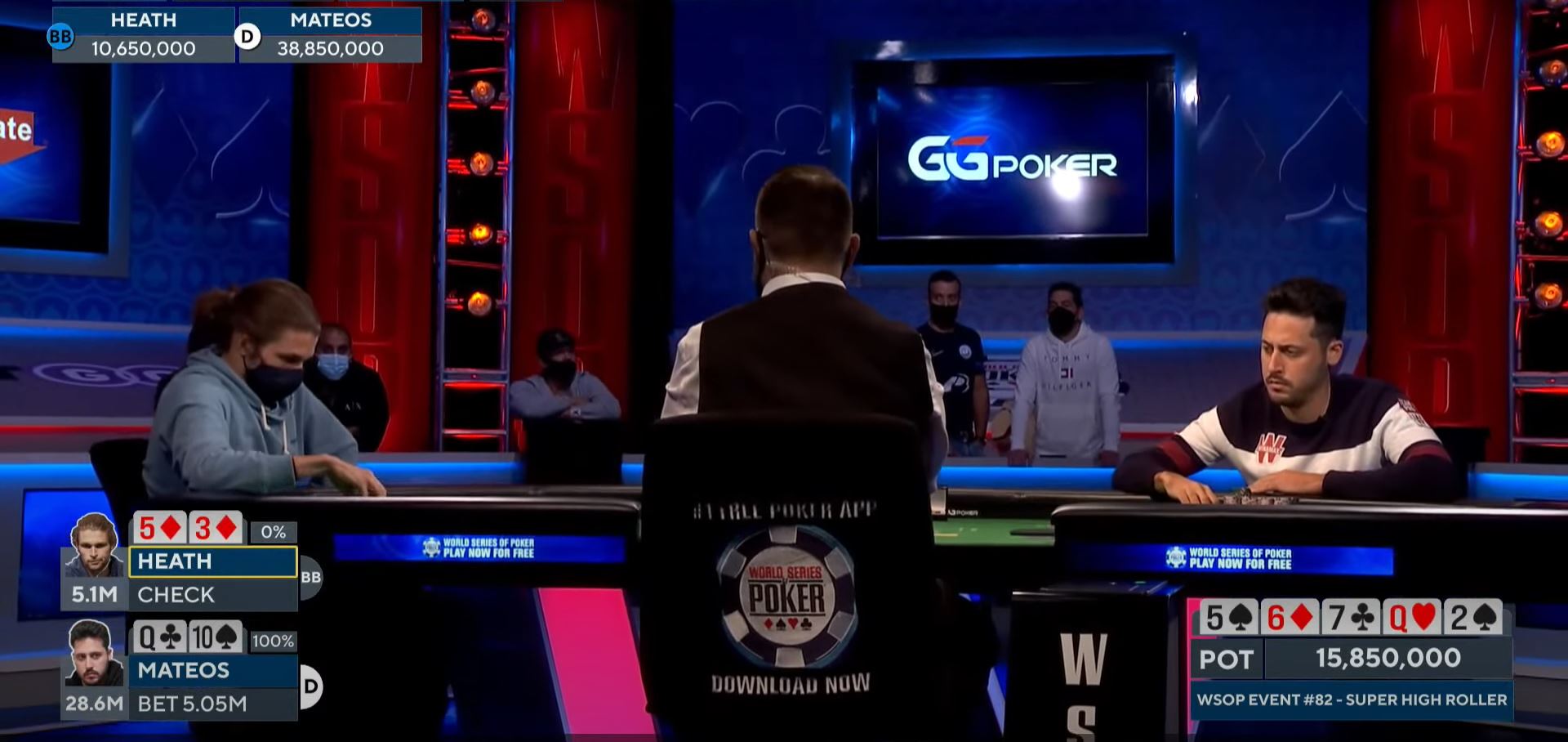 A carte scoperte guarda il tavolo finale del 250K High Roller WSOP