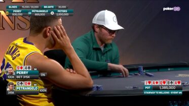 Una triple barrel non basta a far foldare Nick Petrangelo se il board smentisce la tua action