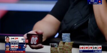 Trips di assi su bet/bet/shove, sei left al Main Event EPT: chiamate o foldate?