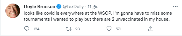 brunson tweet wsop covid