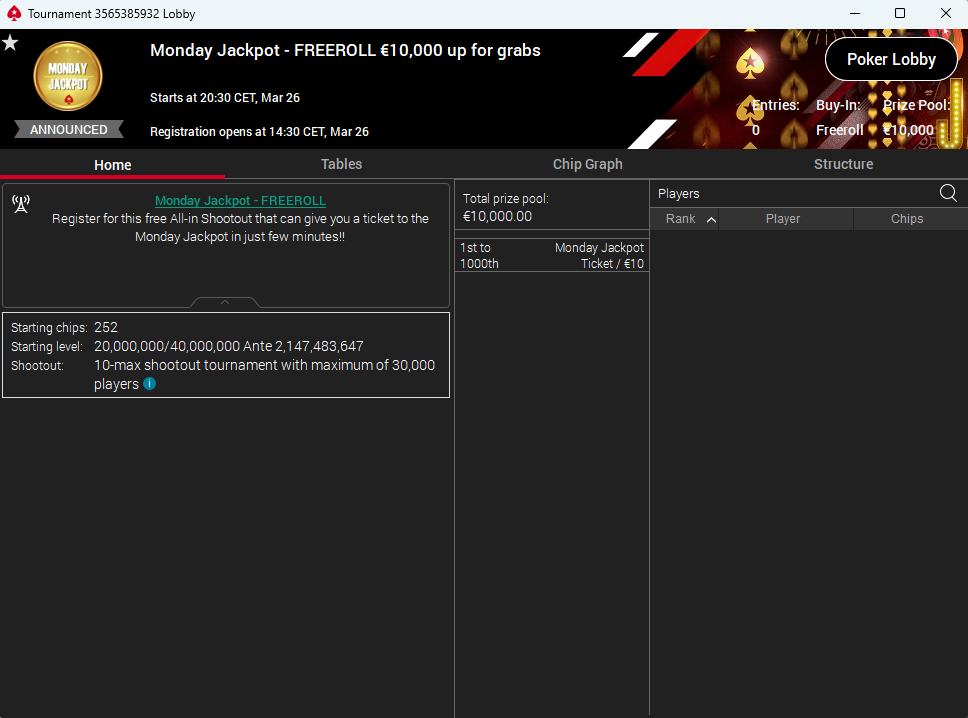 Freeroll Monday Jackpot in arrivo l edizione speciale il 26 marzo