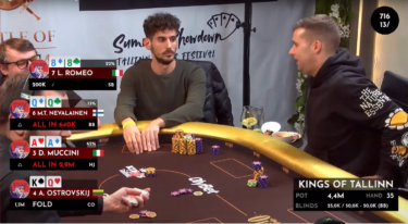 Segui Davide Muccini al tavolo finale del Main Event Kings of Tallinn in diretta streaming a carte scoperte!