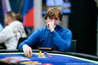 Lo herocall da sette time bank di Chris Brewer al 50k High Roller EPT