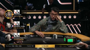 [VIDEO] Il fold preflop con coppia di re di Juan Pardo, 6 left al Main Event Triton SHRS Londra