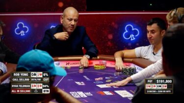 Convinto di essere drawing dead getta le sue carte nel muck: che svista per Rob Yong alla partita Hustler Casinò Live!
