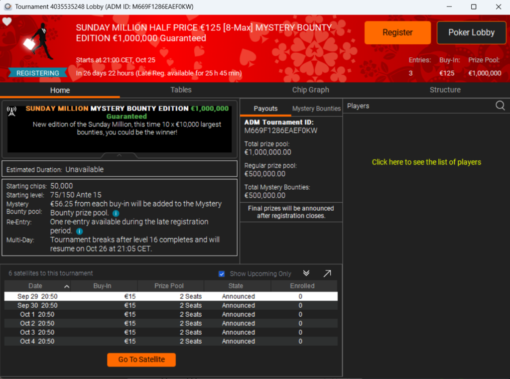 sunday million half price